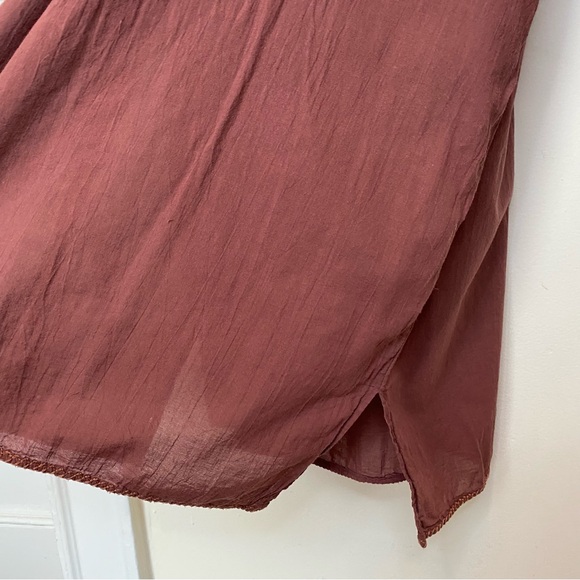 JOHNNY WAS Workshop Megan Embroidered Flare Sleeve Tunic Top Cocoa Brown Sz XL - Picture 7 of 12